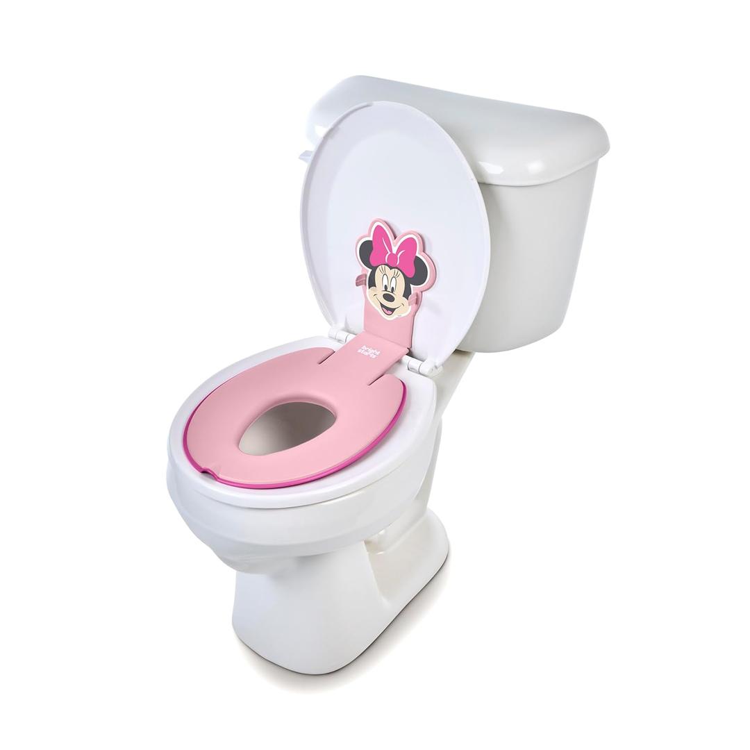 Bright Starts Disney Baby Minnie Mouse Flip & Sit Potty Training Seat, Attaches to Toilet Securely, Space Saving Design Fits Most Toilets