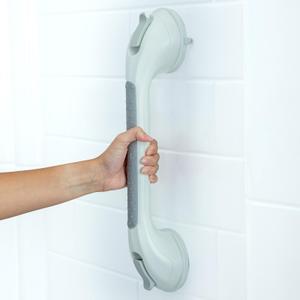 SlipX Solutions 17” Safe Grip Shower Grab Bar, Extra Long Suction Cup Handicap Grab Bars for Seniors, Heavy Duty Pry-Lock Suction Cups for Bathtub, Bathroom Accessories No-Drill, No Tools, Removeable