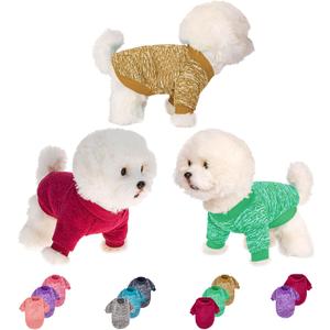 3 x Dog Sweater, Dog Sweaters for Small Dogs, 2, 3 Pack Warm Soft Pet Clothes for Puppy, Medium Large Cat, Dogs Girl or Boy, Dog Shirt for Winter Christmas (Red+Green+Coffee, Small)