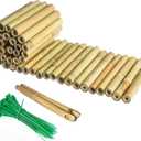 8x39IN Natural Bamboo Edging, Bamboo Garden Border Edging, Outdoor Landscape Edging for Decorative Garden, Patio Flower Garden Bed, Lawn, Yard, Pool Fences1Pc with 3 Short Poles