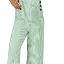 PRETTYGARDEN Overall Jumpsuit For Women 2025 Summer Casual Wide Leg Sleeveless Button Striped Jumpsuits Trendy Outfits (XX-Large)