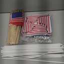 HOOSUN American Flags Patriotic Pinwheels,24 Pack Classroom American Flags Decorations Small USA Flags On Stick With Yard USA Pinwheels,Red White And Blue Decorations For Patriotic Party Supplies