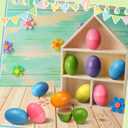 CroBlissful 6 Pcs Wooden Easter Eggs 2.76 Inch Fillable Fake Easter Eggs Bulk Reusable DIY Empty Wooden for Crafts Hunt Basket Stuffers Fillers Party Favor Decorations (Multicolor)