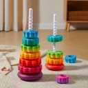 Baby Spinning Stacking Toys, Spin ABS Plastic and Color Rainbow Design Ring Stacker Baby Toys 6 to 12 Months Montessori Educational Learning Autism Sensory for Boys and Girls