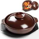 30 oz Korean Ceramic Gas Stove Clay with Lid, Sizzling Hot Pot with Double Handles for Bibimbap, Soup, Rice, Stew, Casserole, and Noodle Cooking, Clay Pot for Gas Stove Use