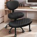 Cross Legged Office Chair with Wheels, Meditation Chair, ADHD Desk Chair for Adults, Adjustable Height Yoga Office Chair, Wide Criss Cross Chair with Lumbar Support, Kneeling Chair - Black
