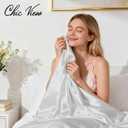 King Luxury Satin Sheet Set,4 Pieces Ultra Cooling Silky Feel Breathable Bedsheets, 16 Inch Deep Pockets Bed Sheets,Good for Hair & Skin, Light Gray