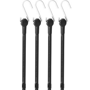 Adjustable Silicone Rubber Bungee Cords with Hooks 48 inch, Heavy Duty 4 Piece Set Package, Flexible and Stretchy