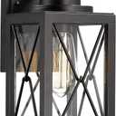 Emliviar Outdoor Wall Mount Light Fixture, Modern Exterior Wall Sconce in Black Finish with Clear Glass, 0387BK