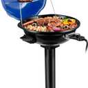 Electric Grill, Techwood Indoor/Outdoor Electric BBQ Grill, 1600W Portable Removable Stand Grill with Adjustable Heat & Drip Tray, Double Layer Design for Party, Patio & Backyard (Blue)