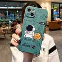 Yonds Queen Compatible with iPhone 11 Cute Case, Cartoon Astronaut Space Planet Moon Design Stylish Bumper TPU Rubber Protective Anti-Slip Shockproof Case(Green Basket, iPhone 11)