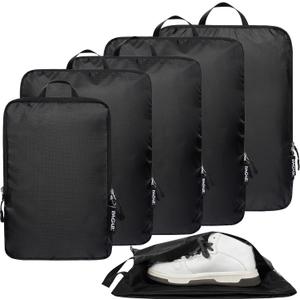 BAGAIL 6 Set Ultralight Compression Packing Cubes Packing Organizer for Travel Accessories Luggage Suitcase Backpack (Black)