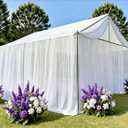 10 Panels White Ceiling Drapes for Weddings, 5ft x 30ft Chiffon White Draping Fabric for Birthday, Sheer Fabric Ceiling Curtains for Photo Background Ceremony Party Decoration, 60"W x 360"L