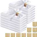 RUDONG M 100 Pcs White Satin Napkins and Napkin Rings Set, 17 x 17 Inch Square Cloth Napkins Set of 50, Silky Soft Table Napkins Bulk for Weddings, Banquet, Parties Dinner Decoration
