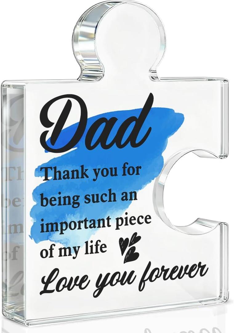 Dad Gifts from Daughter Son, Gifts for Father Papa Father's Day Birthday Christmas, Dad Gift Acrylic Puzzle Plaque Decorative, 4.6 x 3.5 x 0.6 inches