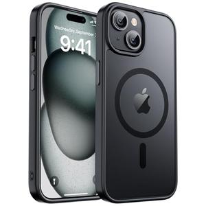 zapica Magnetic for iPhone 15 Case & iPhone 14 Case, [Compatible with MagSafe] [Military Grade Drop Protection] Translucent Matte Shockproof Anti-Scratch Phone Cover, Black