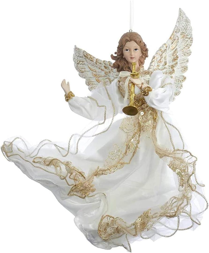 Kurt Adler J6064 Ornament, Ivory, White, Gold