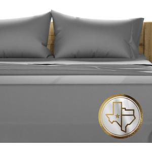 TEXAS LINEN CO. 100% Egyptian Cotton Queen Sheets Set - Luxury 1500 Thread Count Egyptian Cotton Sheets Queen Size Bed Set, 17" Deep Pocket, Soft, Cooling Sateen Hotel Quality Bedding Set - Dark Grey
