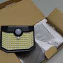 HMCITY Solar Lights Outdoor 120 LED 3 Lighting Modes,Motion Sensor Wall Lights, IP65 Waterproof Solar Powered Wall Lights for Garden Deck Lights (Front Button 4Packs, Black Shell-Daylight White)