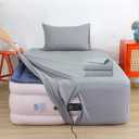 Air Mattress Sheet Set Twin Size,3 Piece Deep Pocket Bed Sheet Set for 16-24 Inch Air Bed, Easy Inflate Access, Perfect for Guest Room, RV, Camping, Gray