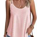 Eachrise Womens Tank Tops Summer Sleeveless Casual Spaghetti Strap Blouses Eyelet Embroidery Loose Fit Tunic Shirts.XL