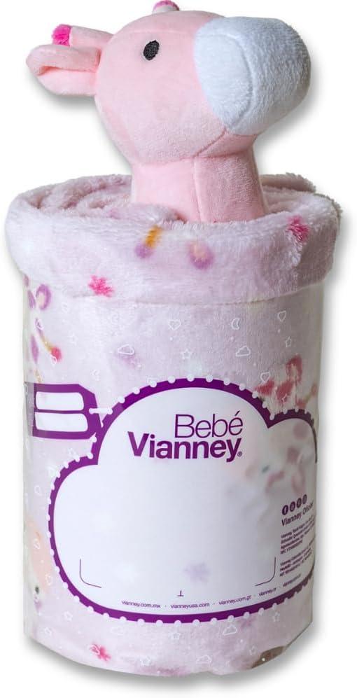 Vianney Baby Girl Blanket Pink Fleece with Giraffes 30x40 Inches Lightweight Cozy Throw for Cribs Strollers Car Seats Machine Washable Infant Receiving Blanket