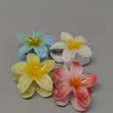 Flower Hair Claw Clips-4PCS Large Claw Clips for Thick Hair,Strong Hold Nonslip Hair Clips for Women,Hawaiian Flower Claw Clips,Cute Hair Clips,Banana Clip for Thin Hair,Hair Accessories for (B-white,red,yellow,blue)
