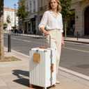 feilario Super Large Aluminum Frame Checked Luggage, Removable Wheels, 30in