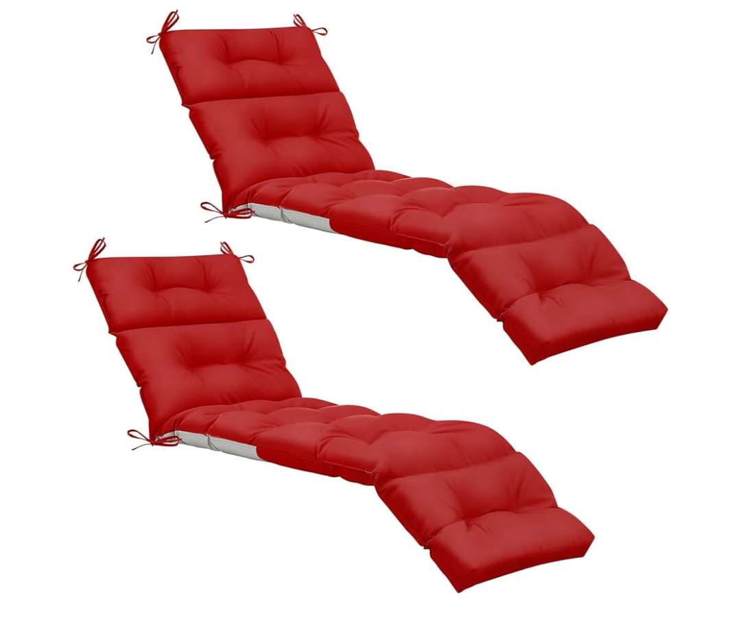 Kigley 2 Pcs Chaise Lounge Cushions 75 x 22 x 5 Inches Soft Lounge Chair Cushion Spring/Summer Seasonal Replacement for Outdoor Indoor Home Office (Red)