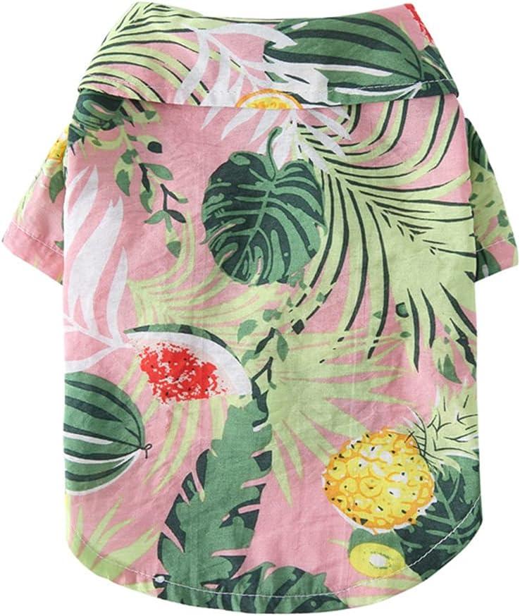 Tangpan Summer Pet Daisy Hawaiian Beach Plaid Print Shirts Clothes for Dog S07 Pink XL