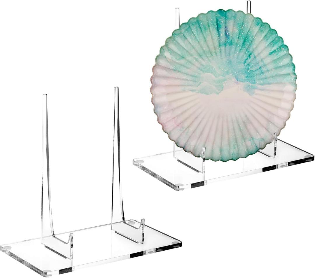 2 Pcs Acrylic Book Stand, Clear Easel Stand for Display, Acrylic Plate Picture Frame Display Holder for Picture Book Decorative Plate Platter Photo(10 x 5 x 9 Inch)