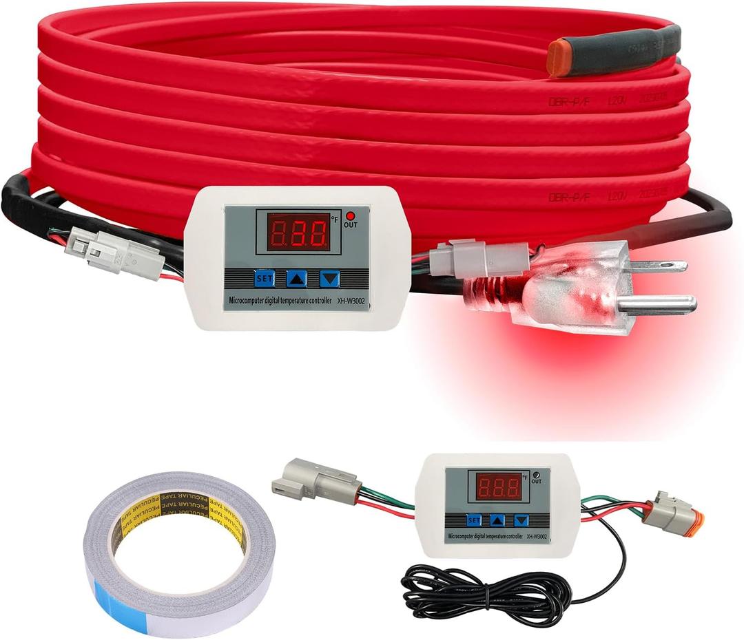 OEBLD Heat Tape for Water Pipes 12FT, Replaceable Smart Thermostat for Pipe Freeze Protection, Self-Regulating Roof Deicing Cable for Metal and Plastic Home Pipes, 110-120V