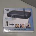 Pyle Channel Microphone System-VHF Fixed Dual Frequency Wireless Set with 2 Handheld Dynamic Transmitter Mics, Receiver Base-for PA, Karaoke, Dj Party (PDWM2135) , Black