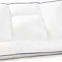 Goose Down Pillows for Sleeping Cervical Neck Pain Relief Soft Cotton Cover Ergonomic Multifunctional Partition Side Back Stomach Sleepers Thin Flat Bed Pillow (1, 16.5x26 Inch)