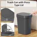 KSSKSS 3 Pack Bathroom Small Trash Can with Lid, 2.6 Gallon Slim Garbage Bin with Pop-Up Lid, 10L Plastic Wastebasket for Bedroom, Office, Kitchen, Toilet (Gray)