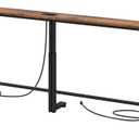 Kitstorack 94.5" Extra Long Behind Couch Table, Adjustable Height Narrow Console Table with 2 Power Strips, Split Design for Separate Wall Use, Anti-Scratch Tip, Rustic Brown for Living Room