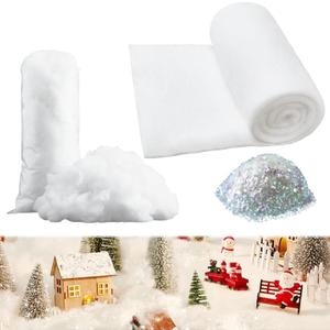 3pcs Christmas Fake Snow, Artificial Snow for White Christmas Tree Decorations, Soft Fluffy Snowflakes for Winter Wonderland,Twinkle Snow Glitter,Snow for Crafts Christmas Village Displays