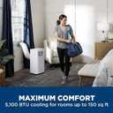 GE 5,000 BTU Portable Air Conditioner for Small Rooms up to 150 sq ft. (5,100 BTU SACC), 3-in-1 with Dehumidify, Fan and Auto Evaporation, Included Window Installation Kit, White