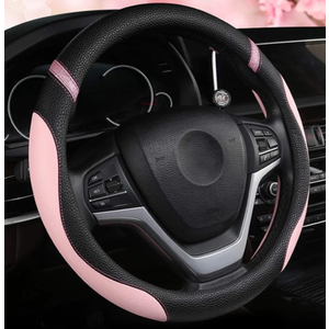 Cxtiy Steering Wheel Cover for Women Leather Universal Steering Wheel Covers for Car 15 inch (Pink)
