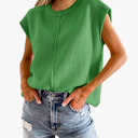 No Brand, Womens Summer Cap Sleeve Tops Casual Crew Neck Loose Fit Knit Lightweight Sweater Pullover Top, Size L