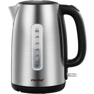 COMFEE' Stainless Steel Electric Kettle, 1.7 Liter Tea Kettle Electric & Hot Water Kettle, 1500W Fast Boil with LED Light, Auto Shut-Off and Boil-Dry Protection (1.8 Quarts)