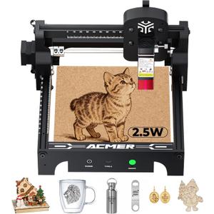 ACMER S1 Laser Engraver 2500mW, Compact Desktop Engraving & Cutting Machine for DIY Crafts, Small Business & Makers, 130130mm Work Area, 0.04mm Detail Engraving for Wood, Acrylic