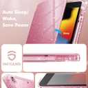 INFILAND Rotating Case for iPad 9th Generation (2021) / 8th Generation (2020) / 7th Generation (2019) 10.2 Inch 360 Rotating Cute Glitter Cover with Crystal Clear Back, Pencil Holder (Pink)