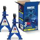 Hantec Jack Stands 3 Ton (6,600 lbs) Pro Double Safety System, Non-Slip Rubber Pad, Heavy-Duty Steel, 1 Pair for Cars, SUVs and Trucks - Blue