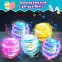 Easter Basket Stuffers for Kids-6 Packs Light Up Spinning Tops Toys with Music Easter Gifts Toys for Kids Toddlers Easter Eggs Fillers Easter Basket Essentials