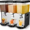 VEVOR Commercial Beverage Dispenser, 3 Tanks 18 L / 19 QT Per Tank Juice Dispenser, 512W Stainless Steel Ice Tea Drink Machine with 45F-54F Cooling Temperature, for Cold Drink Restaurant Bar Party