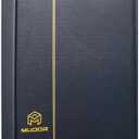 MUDOR Empty Premium PU Classic Binder, 4 Ring Binder Albums Stockbook for Stamps, Documents, Coins, Bank Notes(Blue)