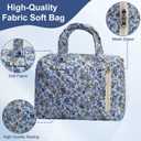 Cute Quilted Floral Makeup Bag(2Pcs)，Coquette Aesthetic Cosmetic Bag，Travel Toiletry Bags， Kawaii Aesthetic pouch for Women (14-BlueVine)