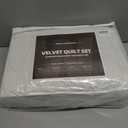 Velvet Quilt Bedspread, Ultra Soft Bedding Sets, Lightweight Quilted Velvet Comforter Set with 1 Quilt & 2 Pillow Shams (Off-White, King/Cal.King, Wave Pattern)