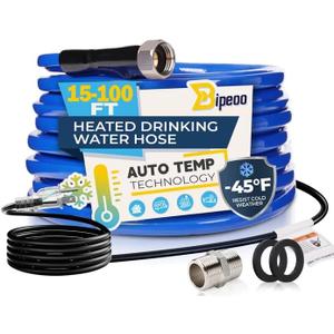 15FT Heated Water Hose for Rv,Heated Drinking Water Hose Antifreeze to -45F,Great Rv Accessories for Campers,Livestock,Agriculture,Lead and BPA Free (Blue)